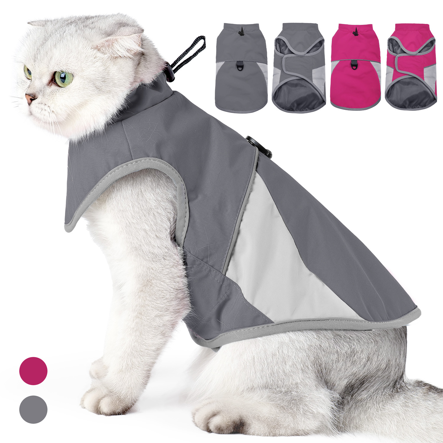 Outdoor Adventure Windbreaker - Capa de Chuva Refletiva para Gatos,