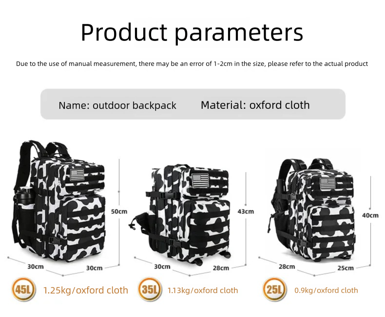 Mochila Tática 45L/35L/25L Mol - Outdoor Adventure Backpack avaliação e preço